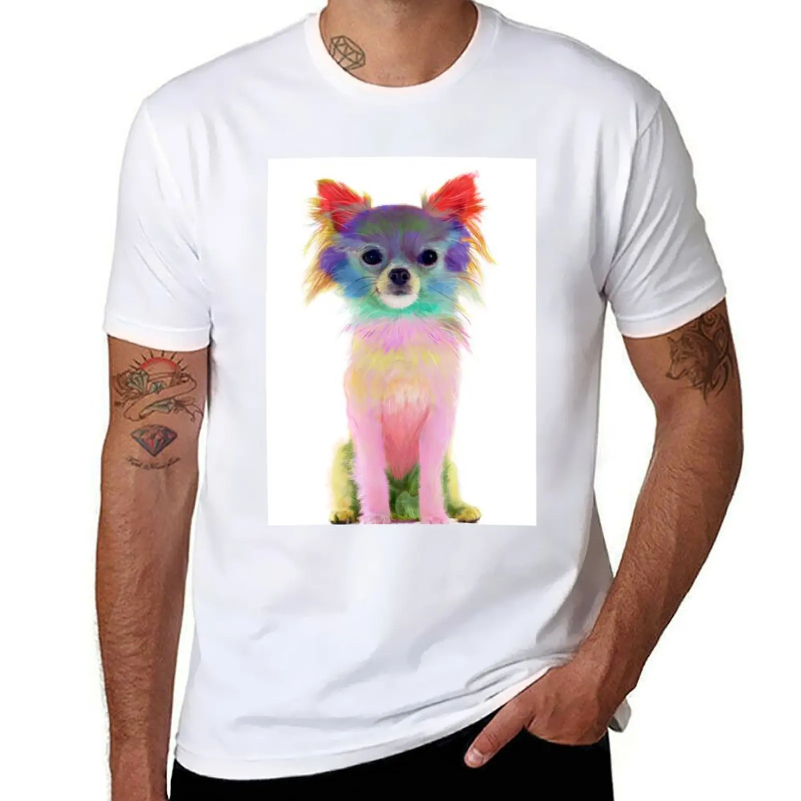 

Colorful chihuahua T-Shirt man t shirts high quality luxury brand t shirt man casual T-Shirt