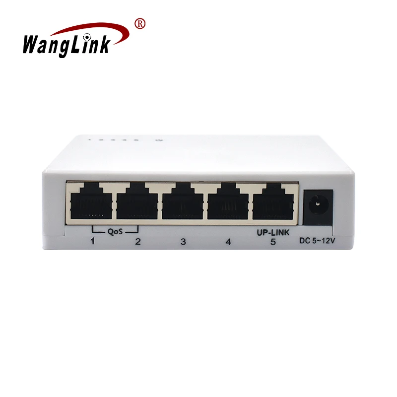 Wanglink High quality 10/100Mbps 5 Port Network Plastics Unmanaged Ethernet Switch Support QOS VLAN Extend