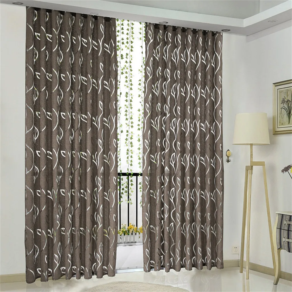 1 PCS Vines Leaves Tulle Door Window Curtain Drape Panel Sheer Scarf Valances