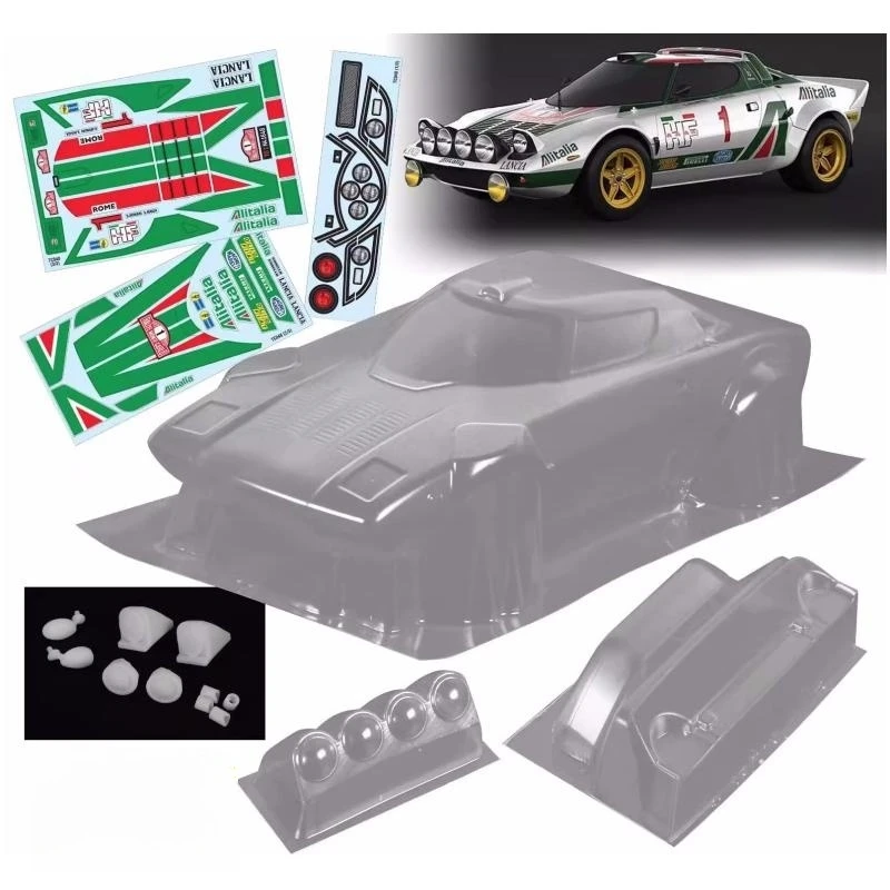 1/10 Lancia Stratos RC Rally Car Body Shell,Include Tail Wings/3D Front Lamp/Rearview Mirrors/Color Stickers Decals