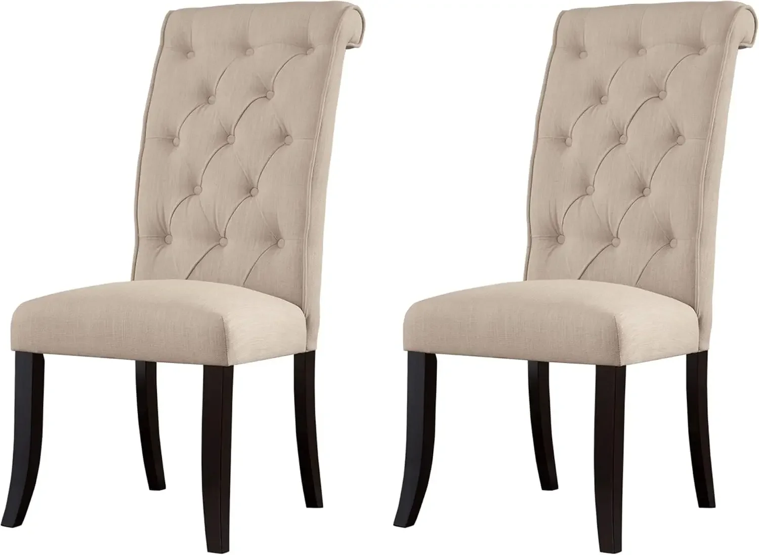 Design by Ashley Tripton Classic Tufted Upholstered Armless Dining Chair, Set of 2, Beige