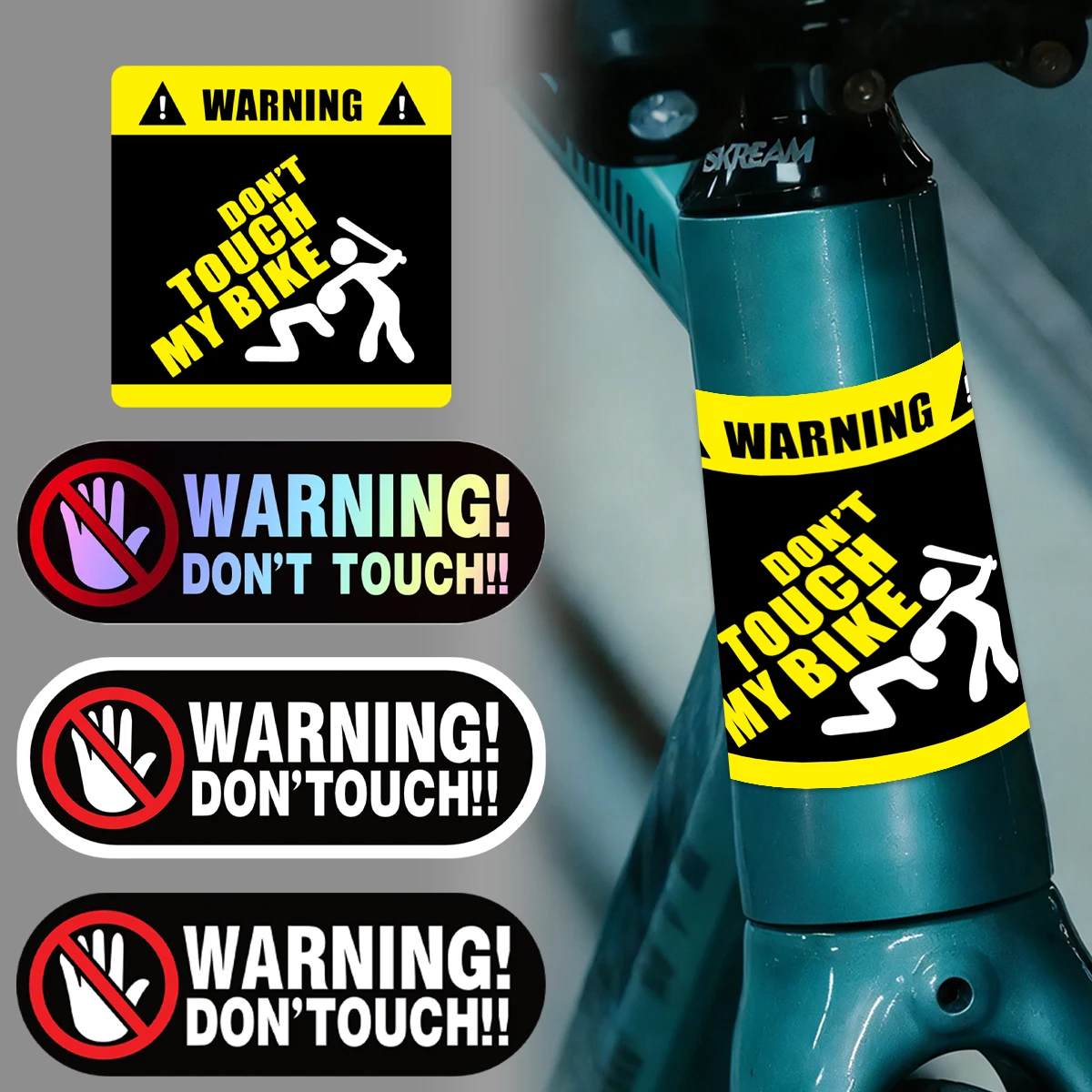 

Dont Touch My Bike Warning Sticker Vinyl Reflective Waterproof Road Mountain Bicycle Frame Decal Cycling Decor Accessories