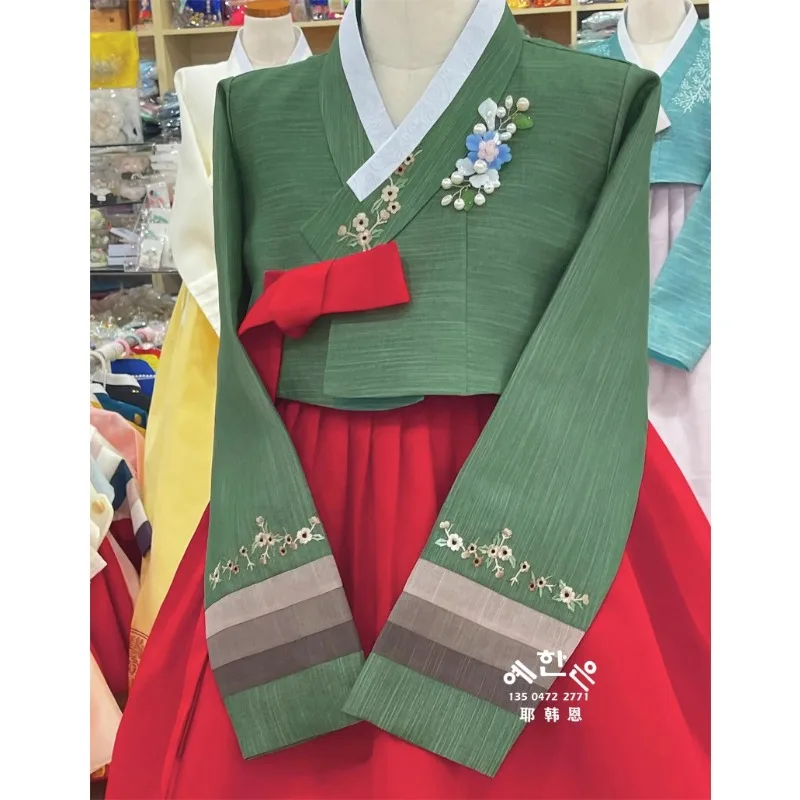 Green and Red Korean Imported Fabrics Ethnic Clothing Bride Hanfu Improved Hanfu Exquisite Hanfu