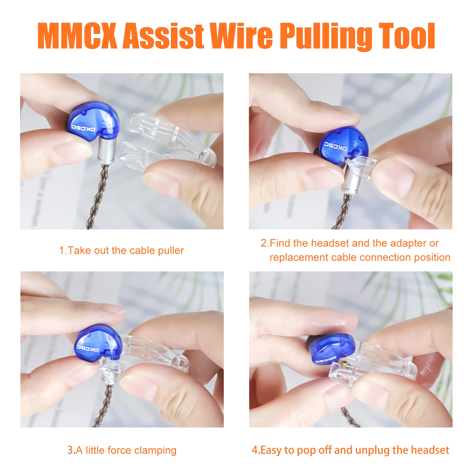 OKCSC MMCX Auxiliary Tool MMCX Joint Special Anti-break Connector Earphones Line Removal Prevents Breaks and Connector Damage