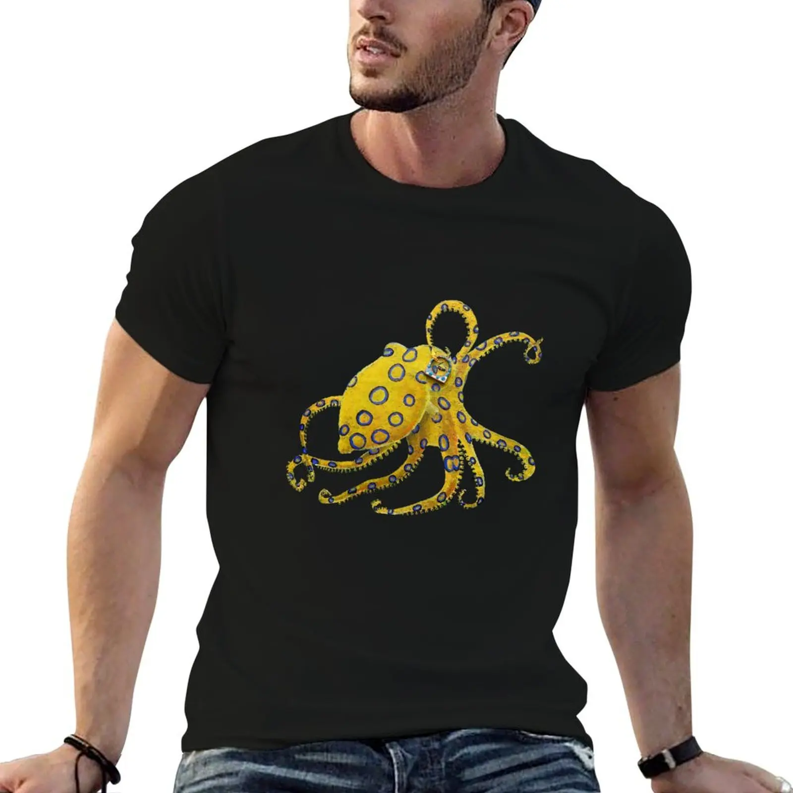 I Spy With My Little Eye, Blue Ringed Octopus, oil on canvas T-Shirt blacks hippie clothes mens graphic t-shirts big and tall