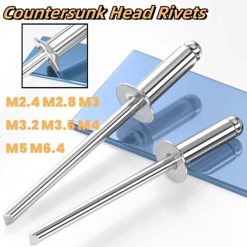 Aluminium Blind Rivets M2.4 M2.8 M3 M3.2 M3.6 M4 M5 M6.4 Pop Rivets Countersunk Head Rivets Pull Nail For Furniture Car Aircraft