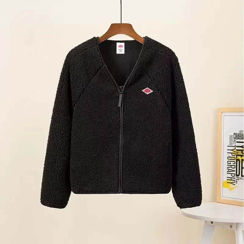 

Street Sle Lamb Fur Jaet ex Свободный крой с воротником-стойкой Теплая верхняя одежда Универсальное повседневное длинное пальто на молнии Све