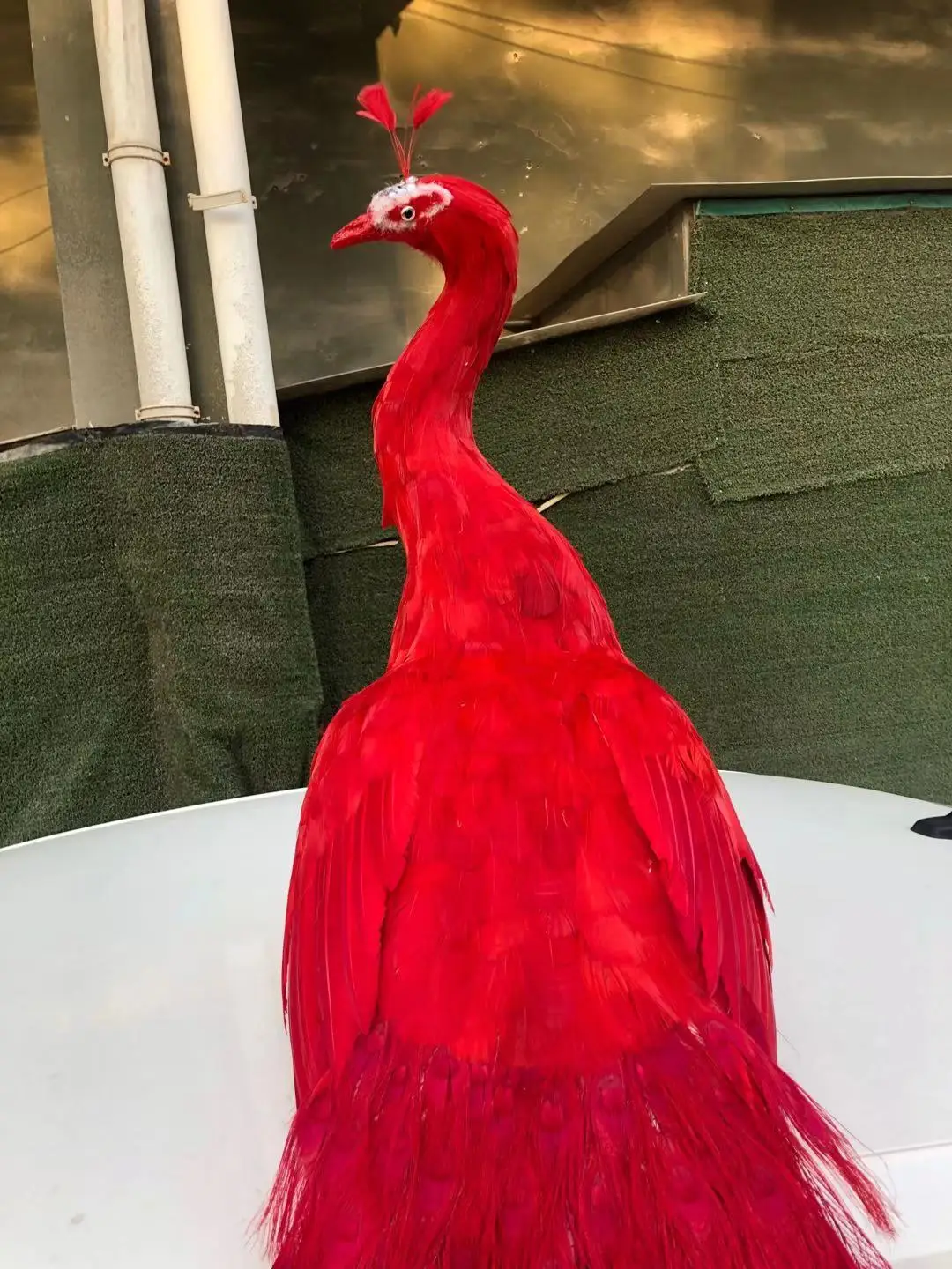 huge long tail creative foam&feather red peacock bird model garden decoration gift about 200cm xf2993