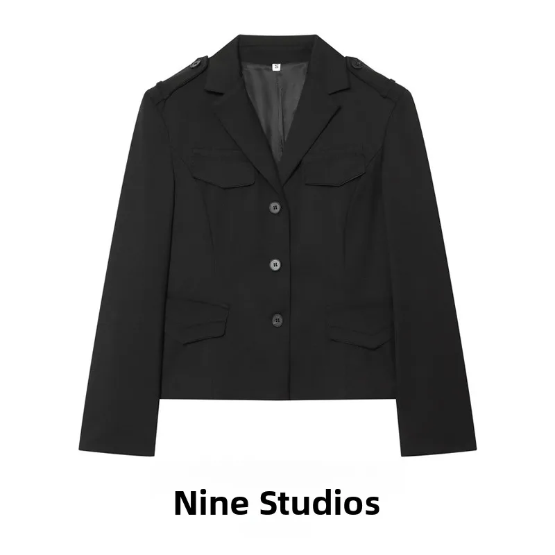 Loose Fit Short V-Neck Jacket Women's Suit Outerwear Turn-down Collar Casual Fashion Winter Collection 1255715