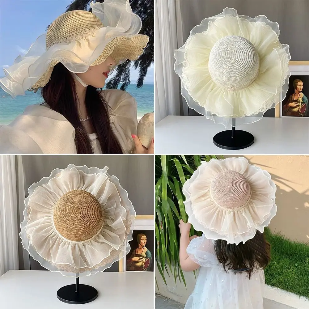 

New Folding Sun Hat Wide Brim Braided Straw Beach Hat Solid Color Straw Hat Women