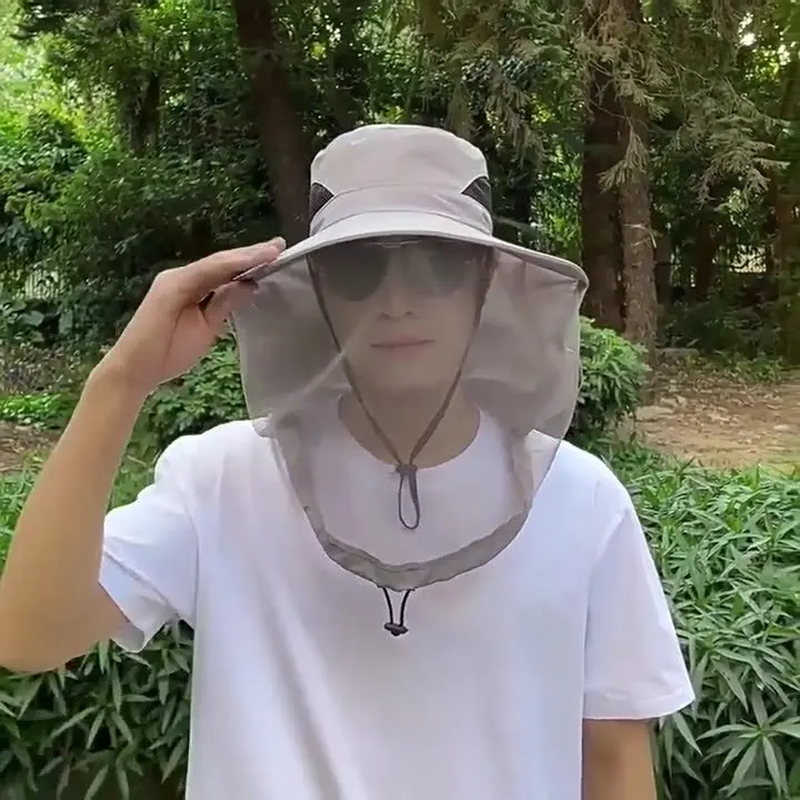 Mosquito-proof Cap Outdoor Fishing Cap Sun Protection Breathable Mesh Mask Insect-proof and Bee-proof Hat Big Brim