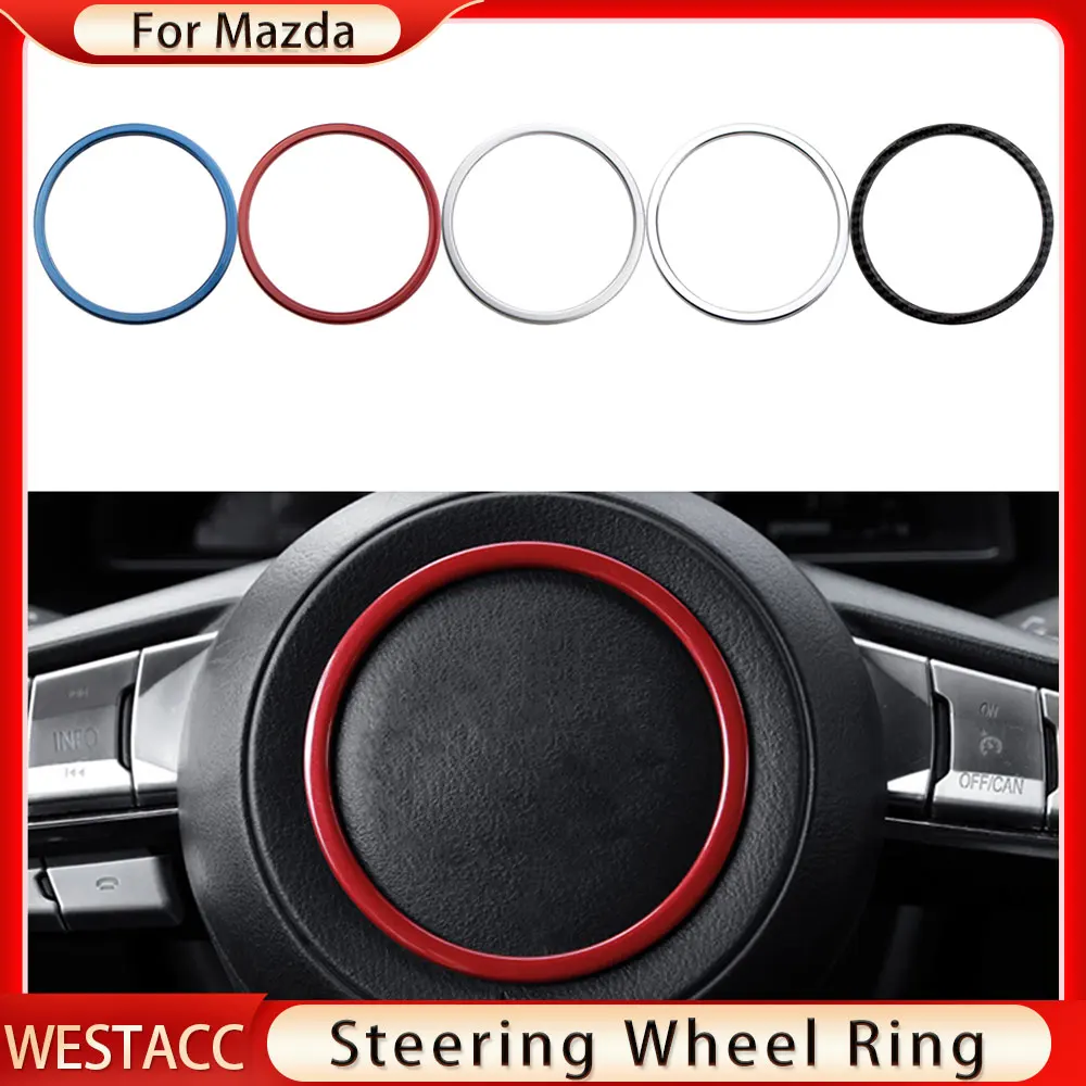 Car Steering Wheel Center  Logo Circle Ring Cover Sticker for Mazda 3 6 CX3 CX-3 CX-5 CX5 CX8 CX 9 Axela 2017 2018 Accessories