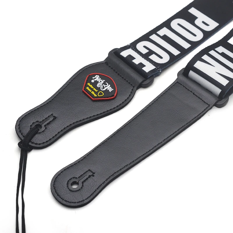 Police Line Gutiar Strap Adjustable Acoustic Guitar Strap bass Black-Yellow