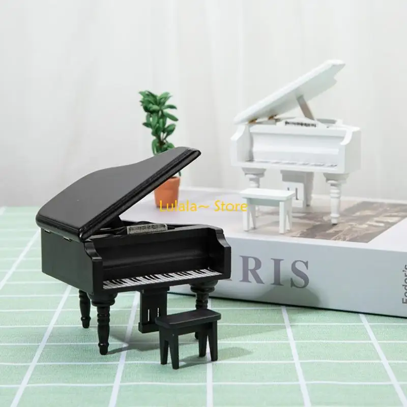 Y4QA 1:12 voor poppenhuis miniatuur piano ambachten vetplanten voor poppenhuis miniatuur piano krukjes micro landschap muzikale