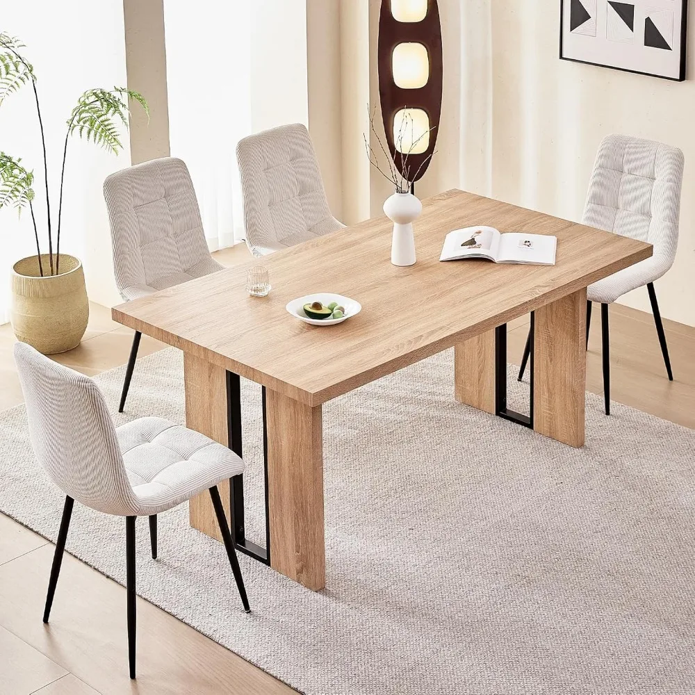 

63" Large Dining Table for 4 6 People, [35.4" Widen Tabletop] Farmhouse Kitchen Table Rectangle Dining Table for Living Room Wor