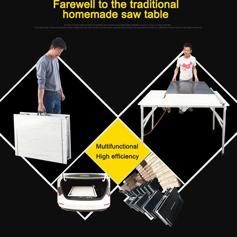 Imagem -02 - Multifuncional Folding Woodworking Table Saw Removível Telescópica Lifting Tool Carpintaria Portátil Workbench Faça Você Mesmo em 1.2x0.8m