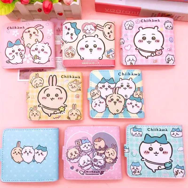 

Chiikawa Wallet Hachiware Cartoon Cute Character PU Short Card Coin Storage Bag Photo Children Student Wallet Commuting Gifts