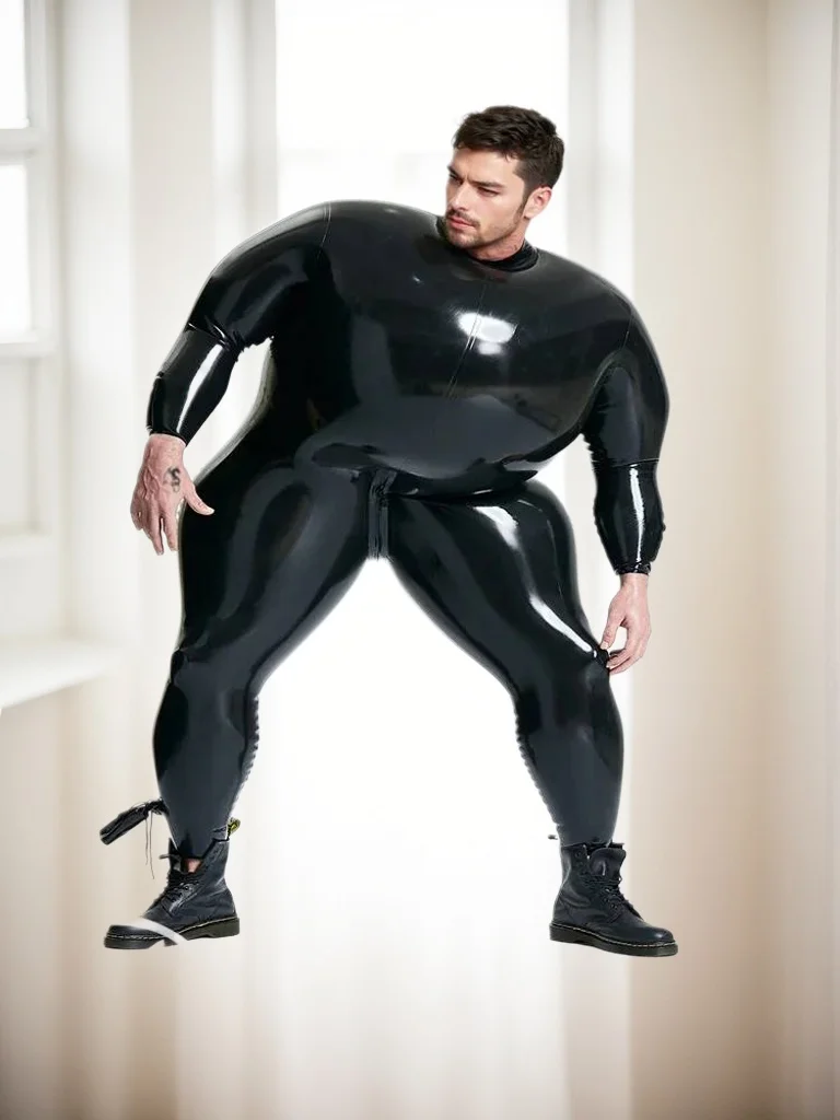 

fetish latex Inflatable rubber catsuit Eurocatlatex bodysuit Zip or belts customized thickness bondagi cosplay clubwearingBlack