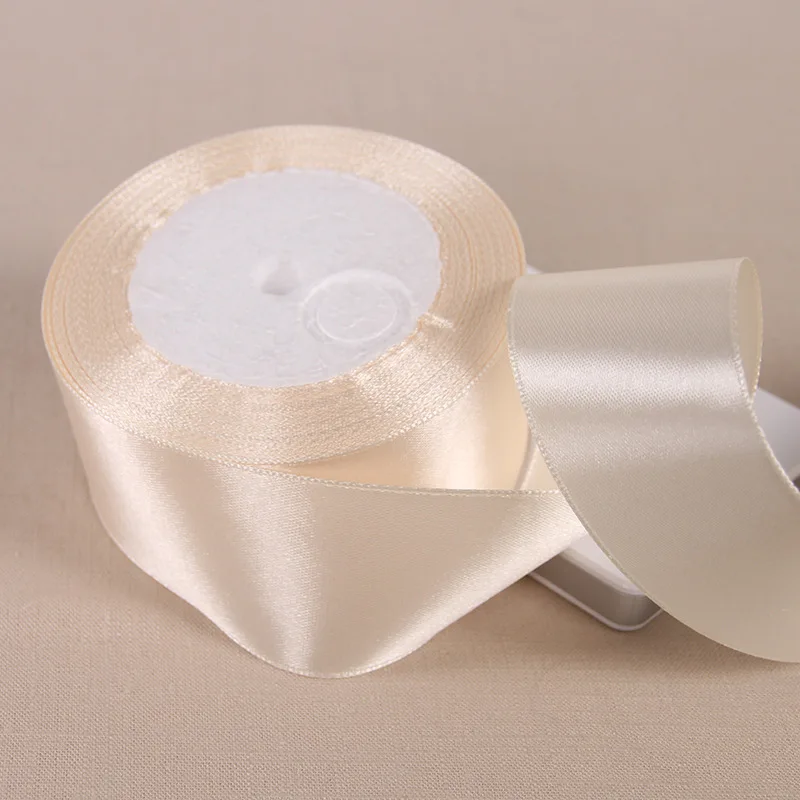 25 Yards 6/10/12/15/20/25/32/38/50/75mm Beige Polyester-Satinband für Hochzeits- und Partydekoration & DIY Geschenkverpackung – Detail 9