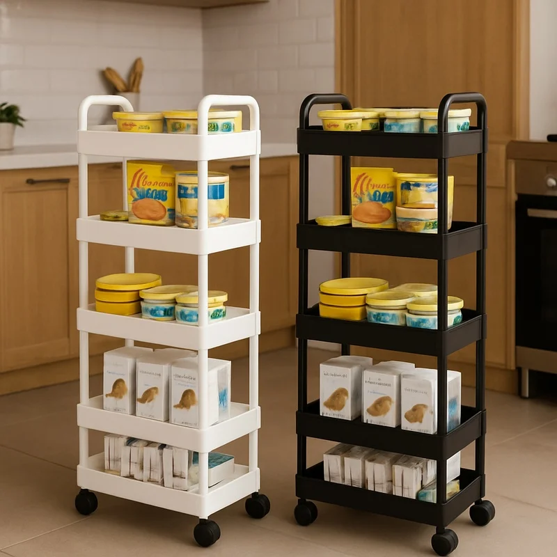 5-Tier Rolling Storage Cart with Wheels for Kitchen, Fruits, Snacks, Vegetables, and Books Organization