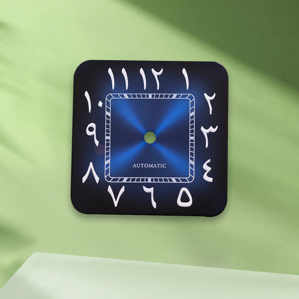 Quadrante arabo quadrato con logo S da 27 mm, quadrante bianco, senza lancette, adatto per accessori per la modifica dell'orologio con movimento NH35 NH36