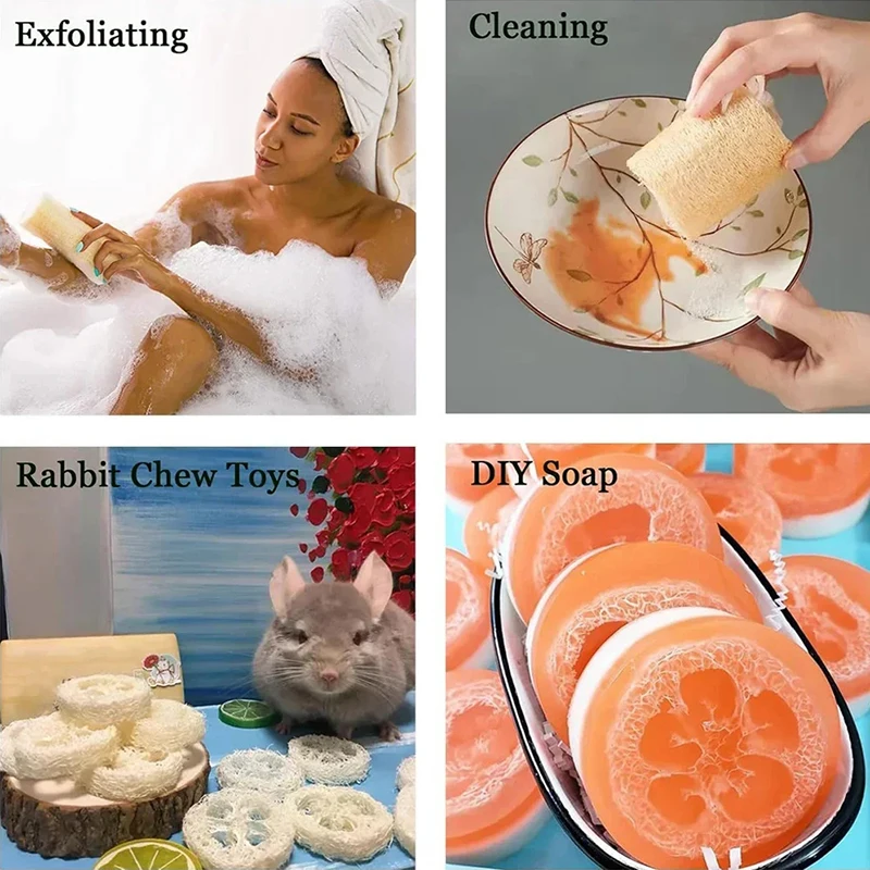 1/3pcs Bath Body Sponge Scrubber Natural Loofah Brushes Multipurpose Bathing Massage Pot Bowl Scrubber Kitchen Clean Tool