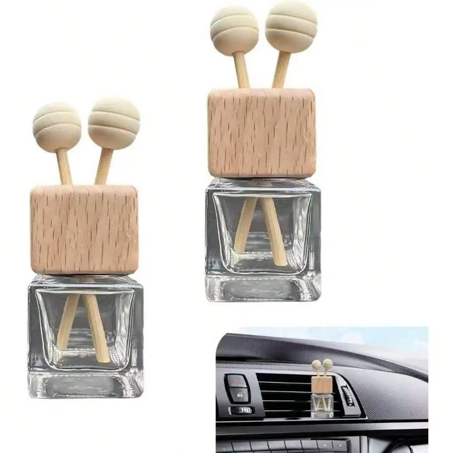 

2 шт. автомобильных диффузора-освежителей воздуха, многоразовые пустые стеклянные флаконы для эфирных масел с креплением на вентиляционную решетку