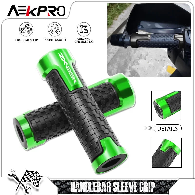 

NEW For ZX-6R ZX-10R ZX-25R Motorcycle Handlebar Grips CNC PVC Anti-Skid Handle Bar Rubber Gel Grips Universal Hand Grips zx-25r