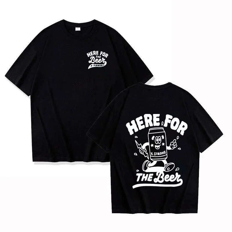 

Fun beer can fashion double-sided printed pattern T-shirt men's clothing 100% pure cotton summer loose and breathable top