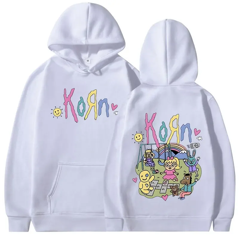 Korn Cartoon Rock Band Music Album Hoodie Men\'s Women\'s Vintage Metal Gothic Oversized Sweatshirt Streetwear Long Sleeve Hoodies