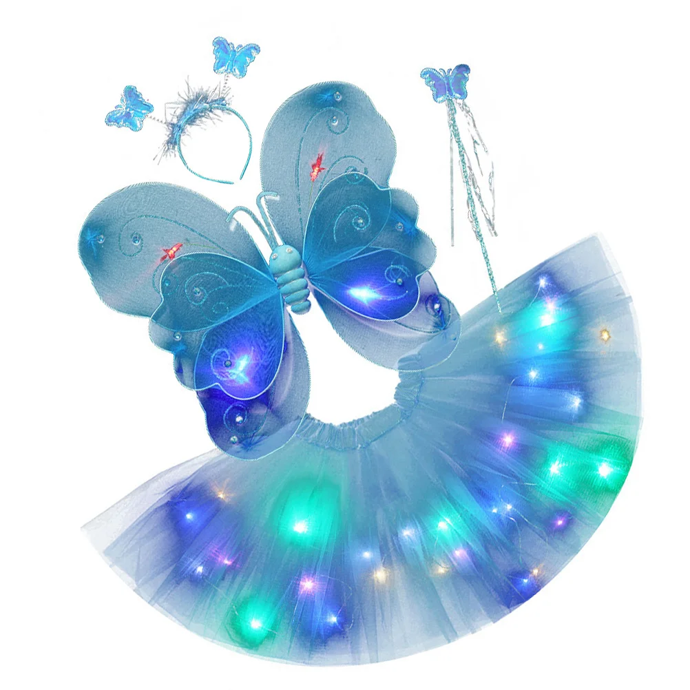 Crianças Light Up Headband Roupas, Acessório do traje Set, Vestido, Menina Roupas