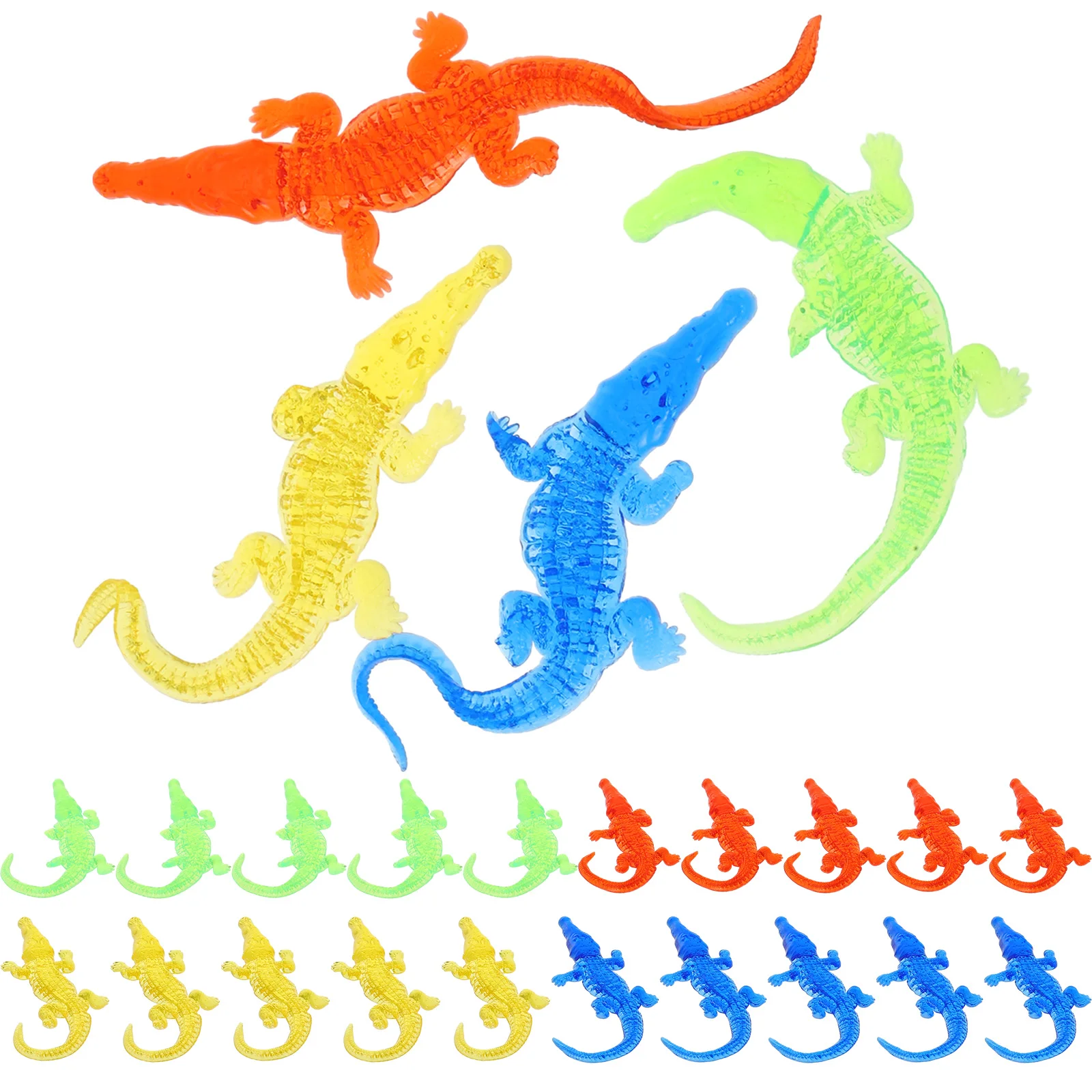 24 Pcs Vent Soft Rubber Toy Lovely Sticky Toys Adorable Kids Supply Mini Stretchy Crocodile Shaped Lizard Interesting