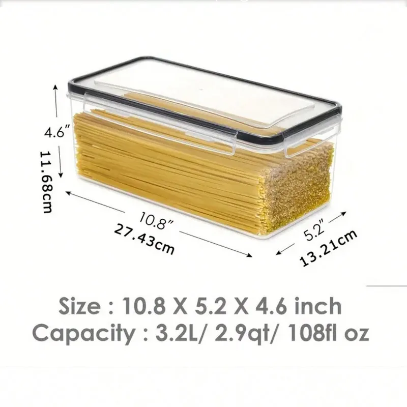 Food Storage Containers With Lids,Plastic Spaghetti Storage Box, PP Material  Kitchen Pantry Organization And Storage