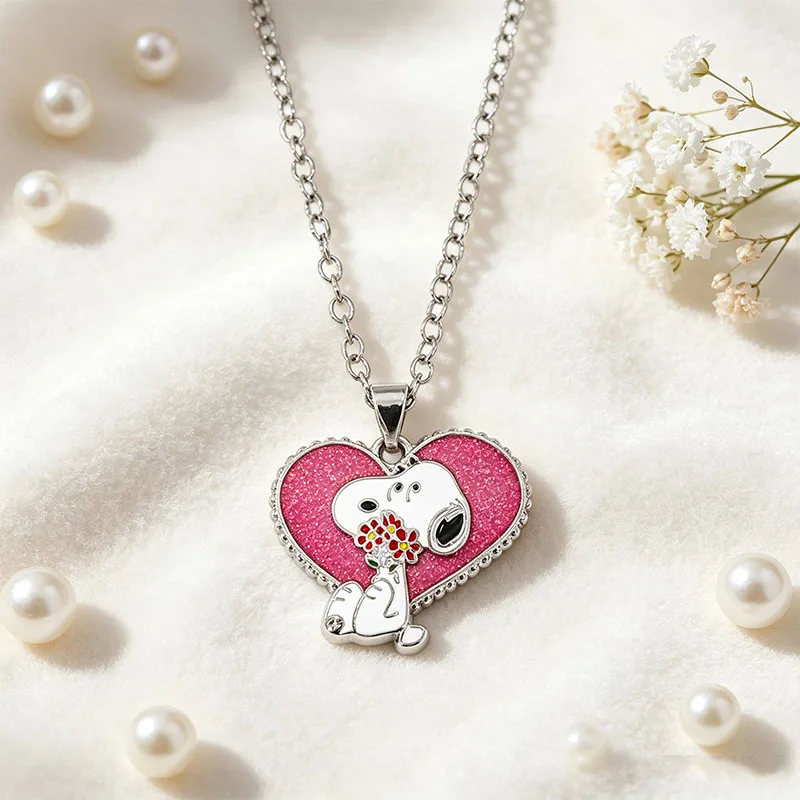 Snoopy Pendant Necklace Light Luxury High End Sweater Chain Y2k Cute Cartoon Valentine's Day Necklace Jewelry Gift