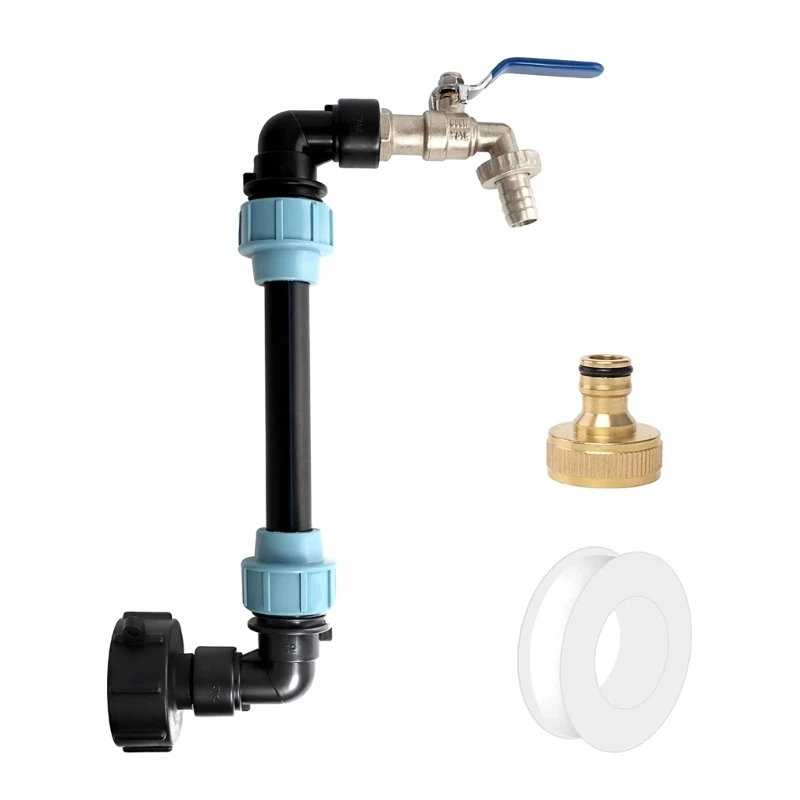 

IBC Adapter with Gooseneck Brass Tap Shut-Off Valves 3/4 Inch IBC Adapter for 1000L Rainwater IBC Container