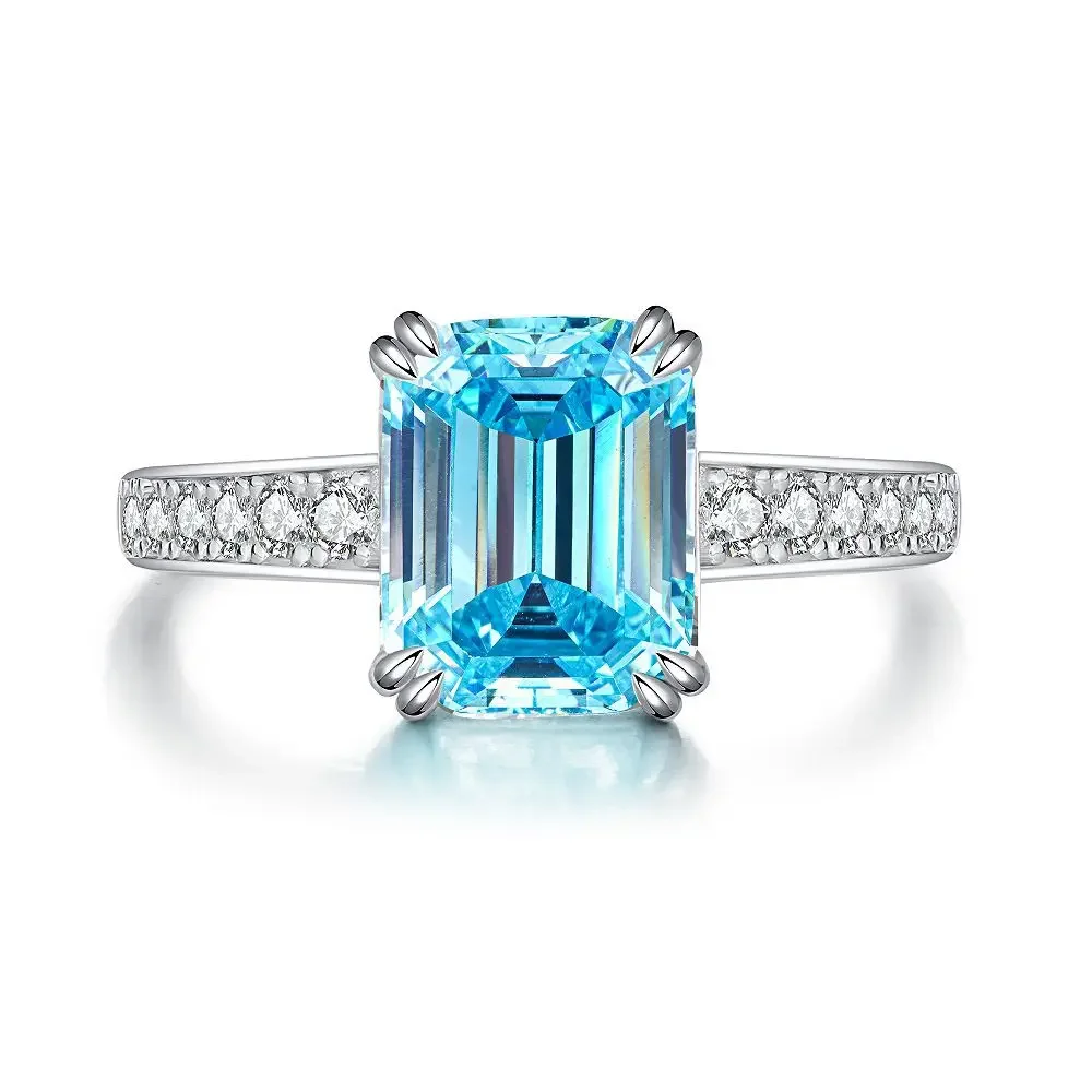 

Luxury Solid Platinum PT950 Women's Diamond Ring Classic Four-claw Pagoda Square Bag Moissanite Diamond Ring