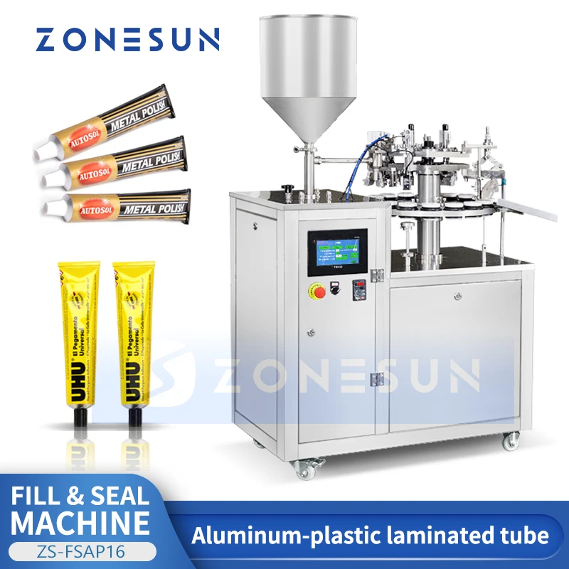 ZONESUN Autoamtic Paste Filling Aluminum Plastic Tube Edge Folding Sealing Machine Hand Cream Condensed milk Packaging ZS-FXAP16