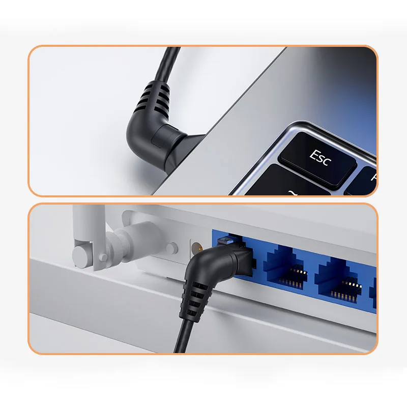 CAT6A 네트워크 케이블 벤드 헤드, 360 도 회전 와이어, 10G 점퍼 라인, 순수 구리 RJ45 광대역 얇은 PC 컴퓨터 LAN 코어