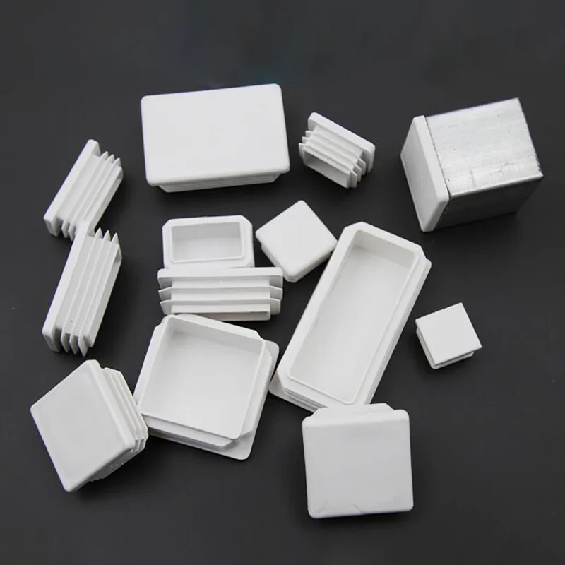 2/4/8/12/20 pezzi 15x15mm - 50x100mm Rettangolo/Quadrato Bianco Plastica Tappo terminale Inserti per tubi Tappo Tappo Gamba in acciaio Stopfen