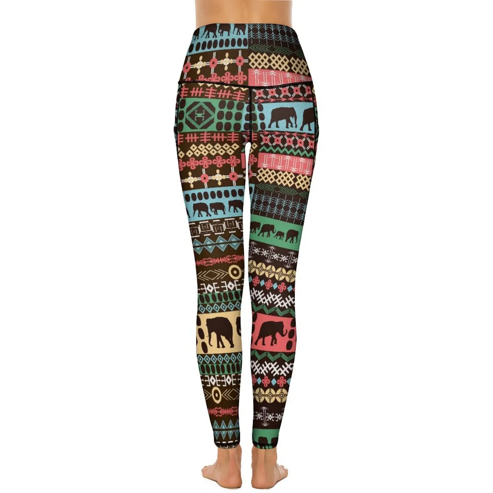 Legginsy retro Tribal Sexy Animal Art Workout Yoga Pants Wysoka talia Szybkoschnące rajstopy sportowe z kieszeniami Słodkie niestandardowe legginsy