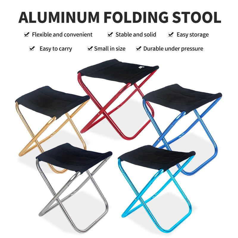 

D2 Outdoor Portable Folding Picnic Camping Chair Stool Mini Storage Fishing Travel Foldable Chair Ultralight Aluminium Alloy