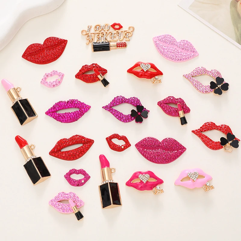 3D Acrílico Nail Charms para Manicure, Pink Lip, Lábios, Metal, Nail Art Jóias, Projetos de luxo, Decoração DIY