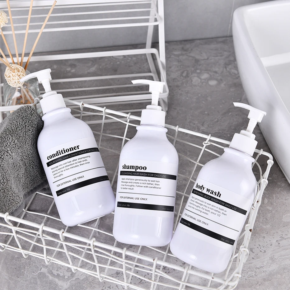 300/500ml Bathroom Soap Dispenser Bottle Shampoo Shower Gel Refillable Bottle Travel Storage Bottle Waterproof Label