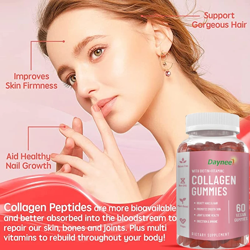 1 Bottle Complex Vitamin Collagen Gummy Promotes Skin Smoothness Increases Bone Density Replenishes Lost Collagen