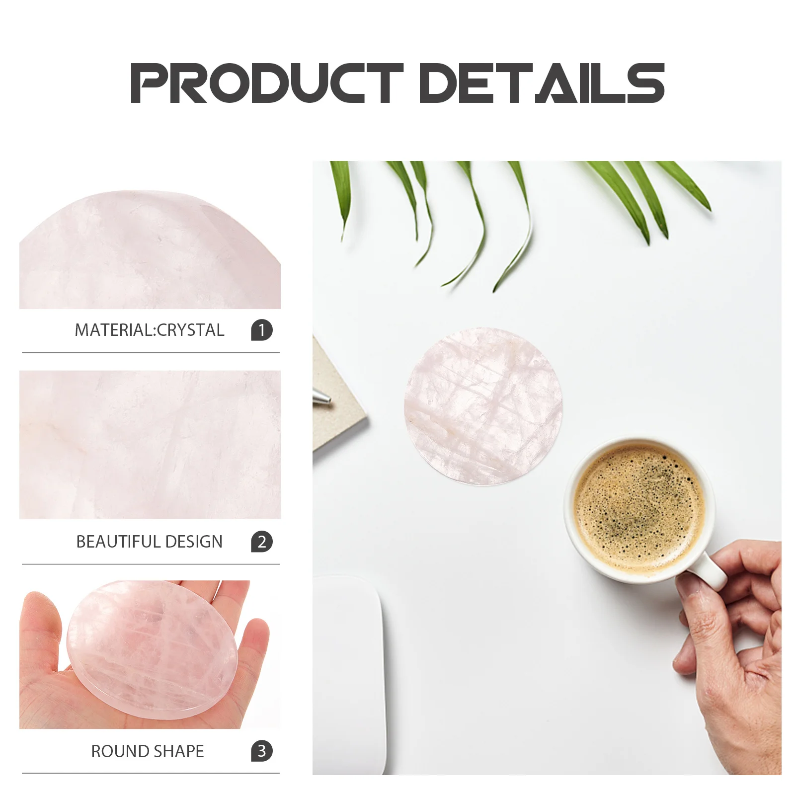 قاعدة كريستال طبيعية أنيقة على شكل دائري مناسبة تمامًا لأكواب مختلفة عازلة للحرارة ديكور منزلي كوستر كريستالي