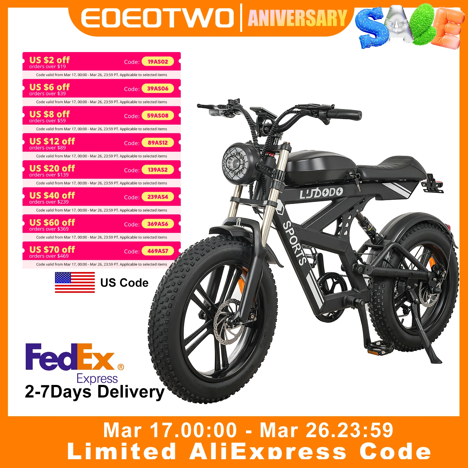 

Fat Tire Electric Bike for Adults,Peak 1100W Snow Mountain E-Bike,35MPH 75Miles Long Range,Dual Hydraulic Brakes & 330LBS Load