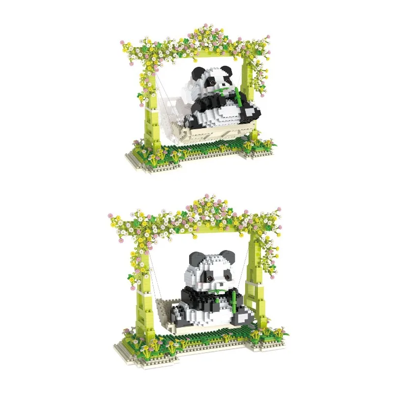 سلسلة ألعاب الباندا المبتكرة العصرية اللطيفة والممتعة من التماثيل، وديكورات الطاولة، ومكعبات بناء الهدايا