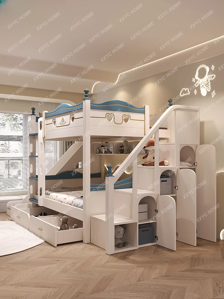 Bunk Wooden Bed Combination Mother and Child Two-Layer Children's Bed Double Adult Double Layer Height-Adjustable Bed