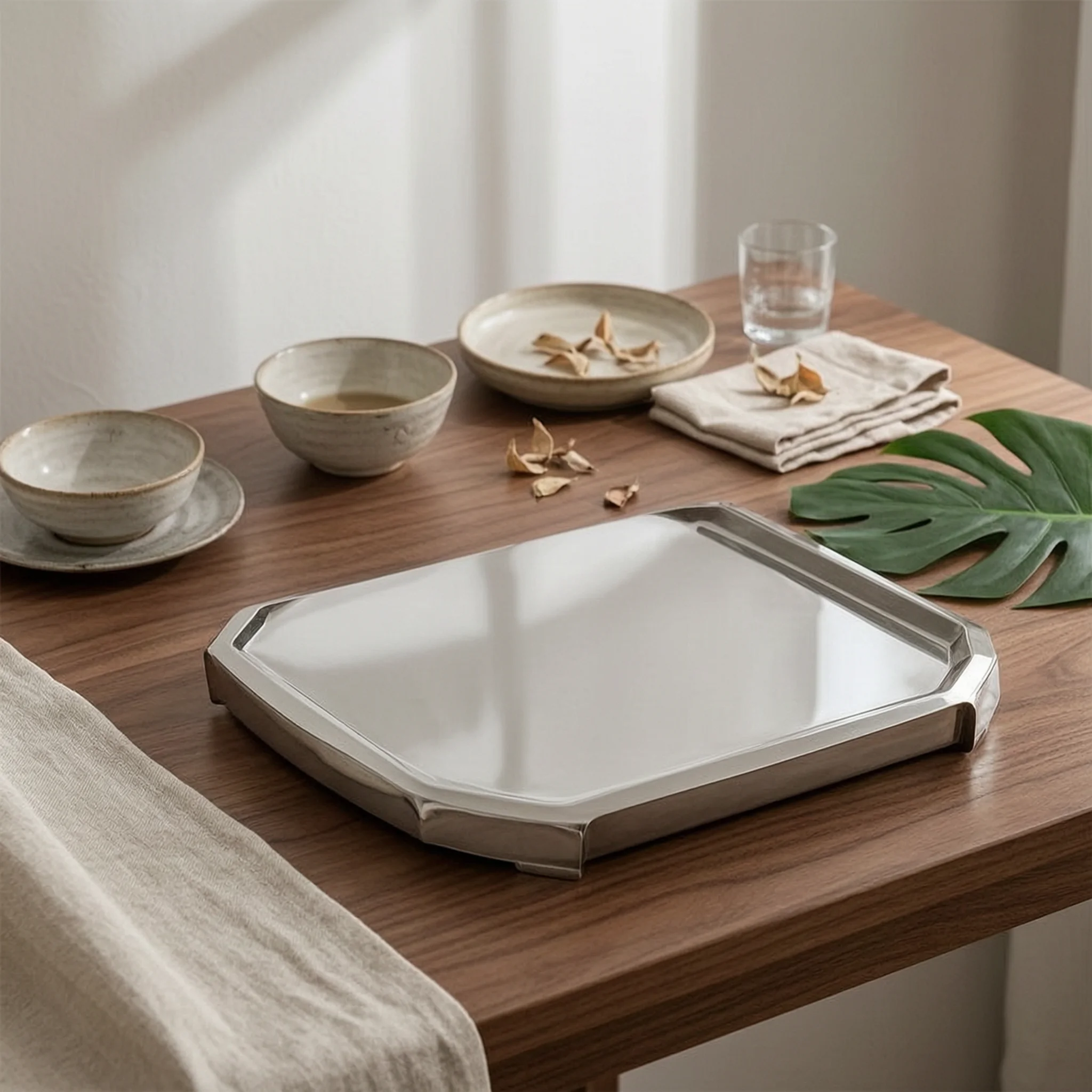 Stainless Steel Tray Rectangular Mirrored Tray Platter Glossy Elegant for Coffee Table, Reception Area