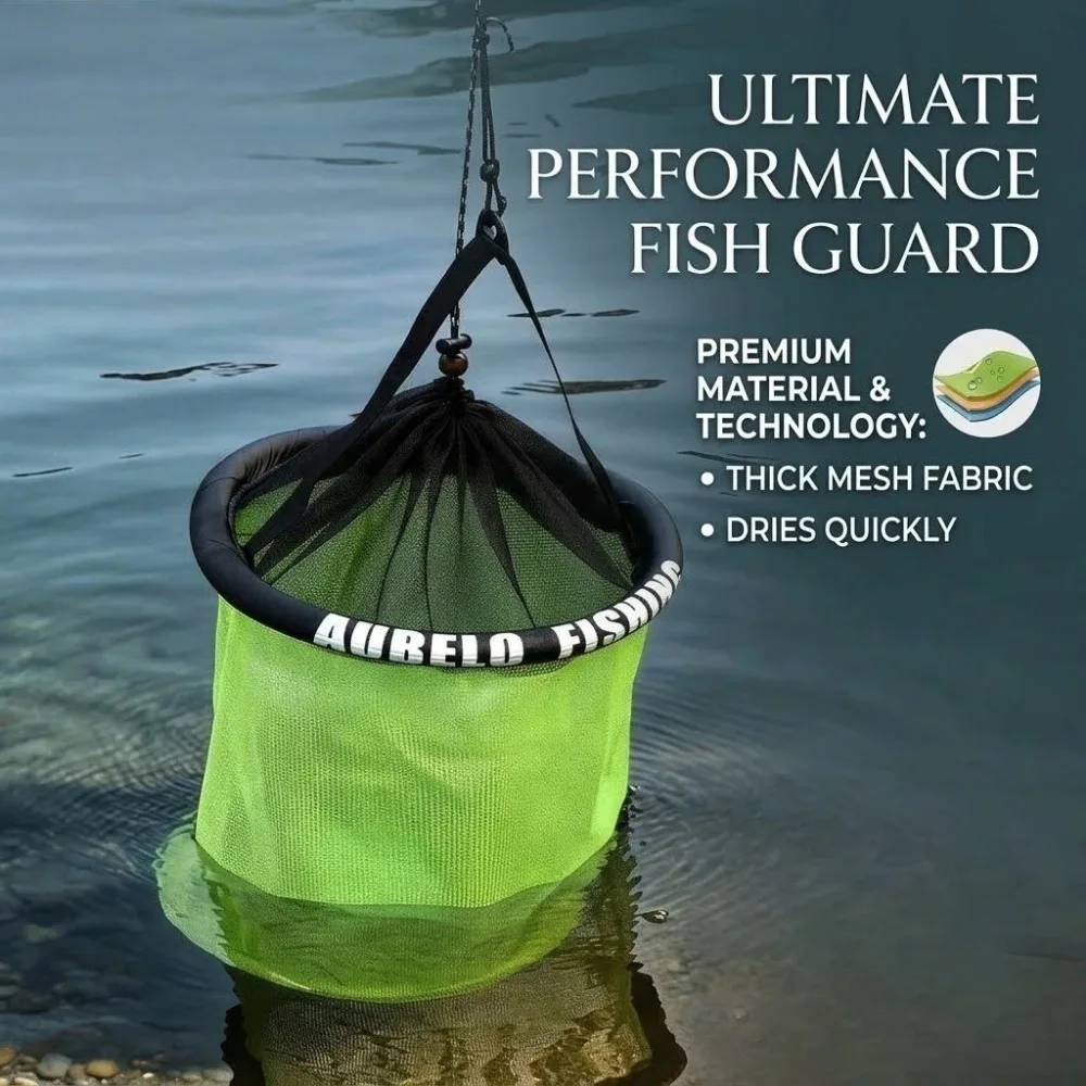 Round Folding Floating Fish Protection Net Suspended Fishing Protection Floating Live Shrimp Basket Buoyancy Fish Basket Net Bag